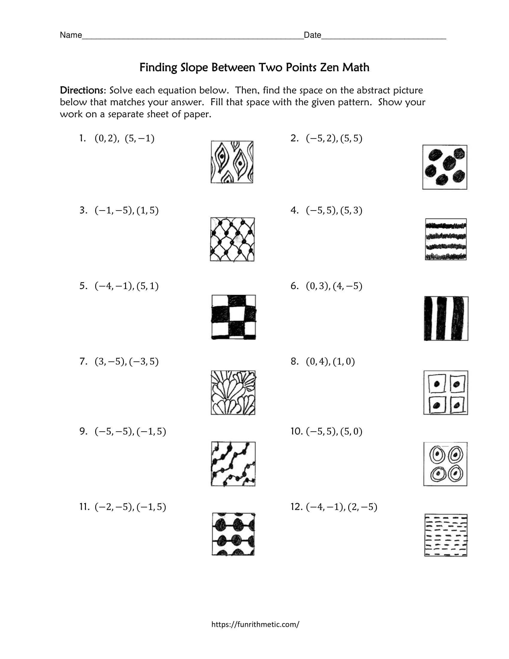Finding Slope Between 2 Points Zen Math Funrithmetic