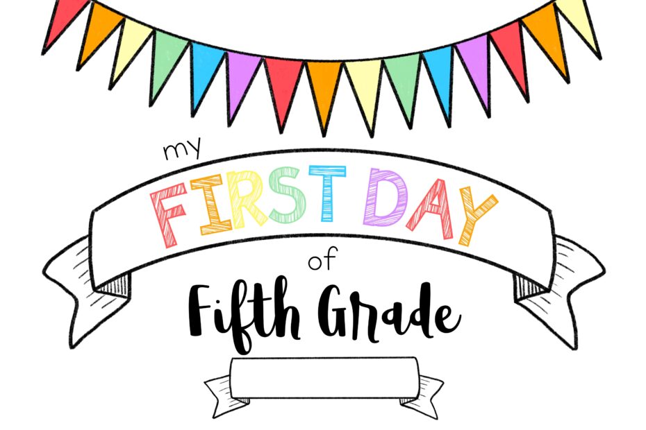 First Day Of 5th Grade Color MeganHStudio