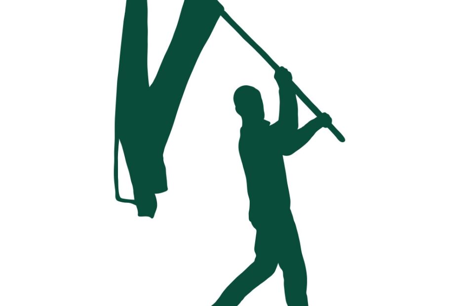 Flag Bearer Marching Silhouette Royalty Free Vector Image