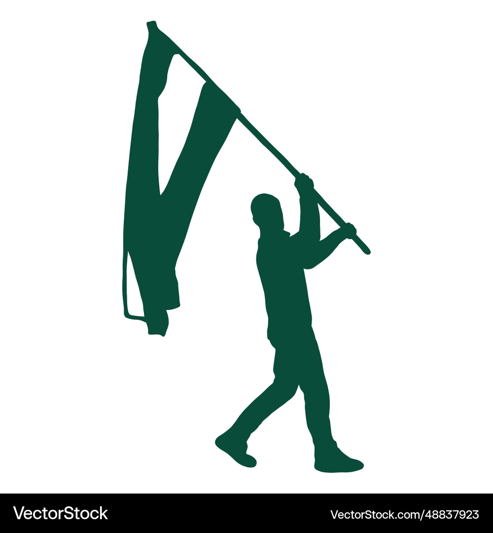 Flag Bearer Marching Silhouette Royalty Free Vector Image