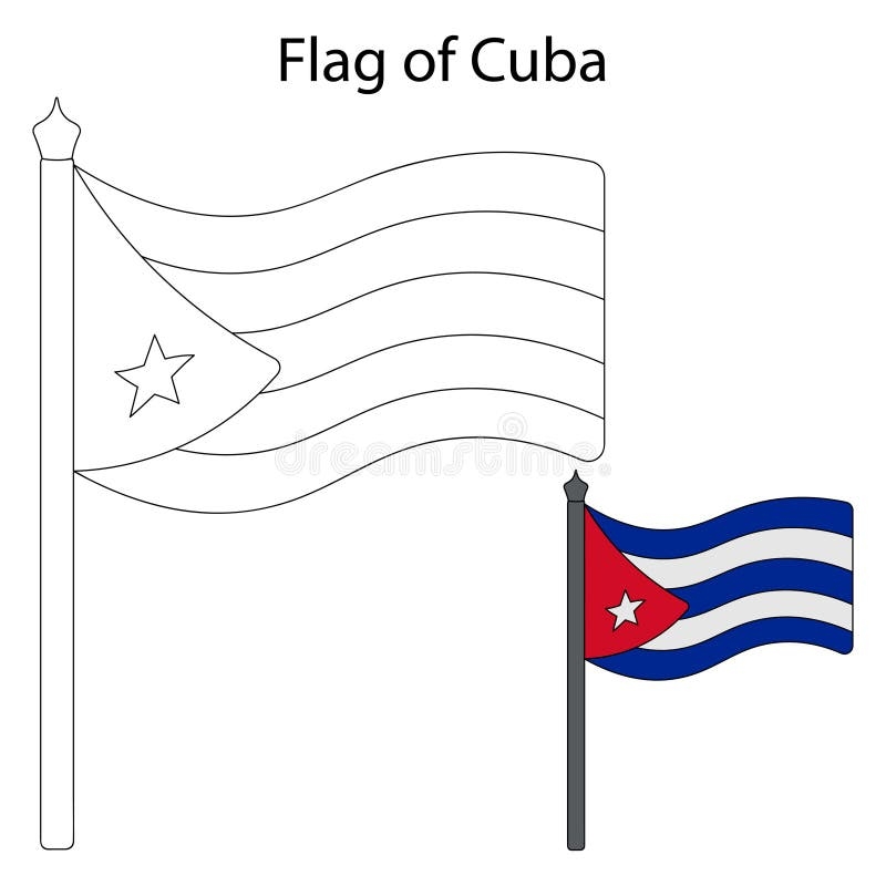 Flag Of Cuba Sketch Vector Illustration Coloring Book For Children Stock Vector Illustration Of Colombia Book 244029703