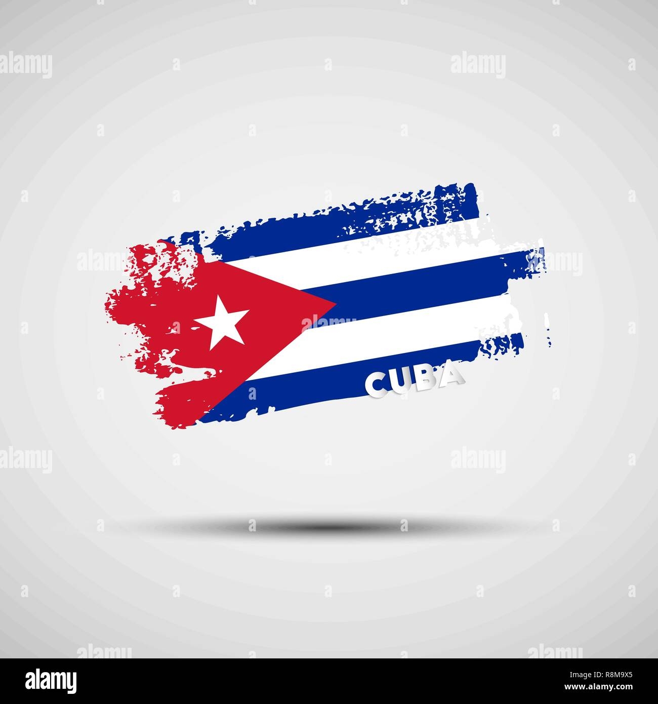 Flag Of Cuba Vector Illustration Of Grunge Brush Stroke With 