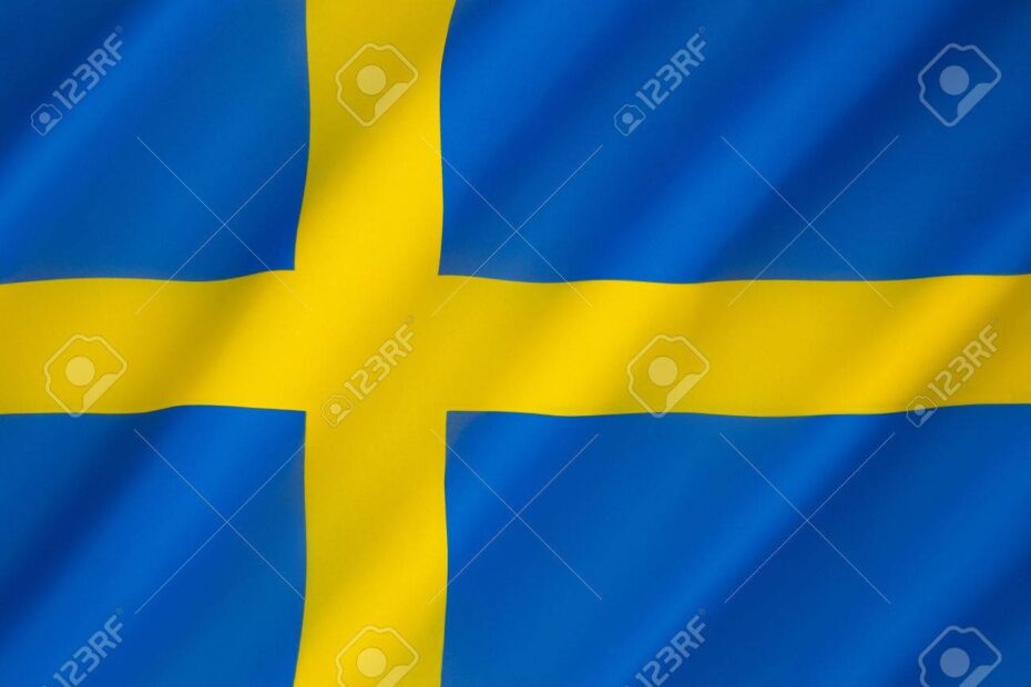 Flag Of Sweden Blue And Yellow Have Been Used As Swedish Colors At Least Since King Magnus III Royal Coat Of Arms Of 1275 The Nordic Cross Represents Christianity Stock Photo