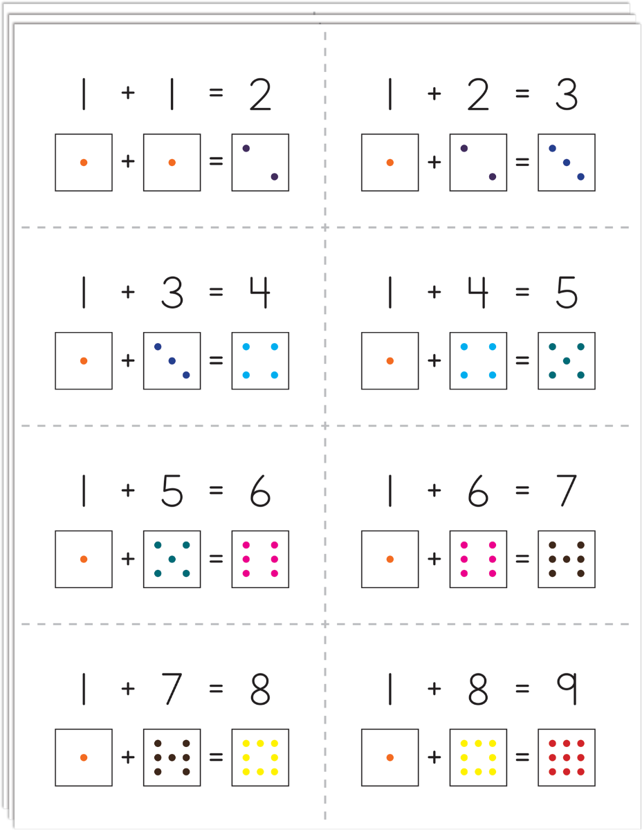 addition flash cards printable