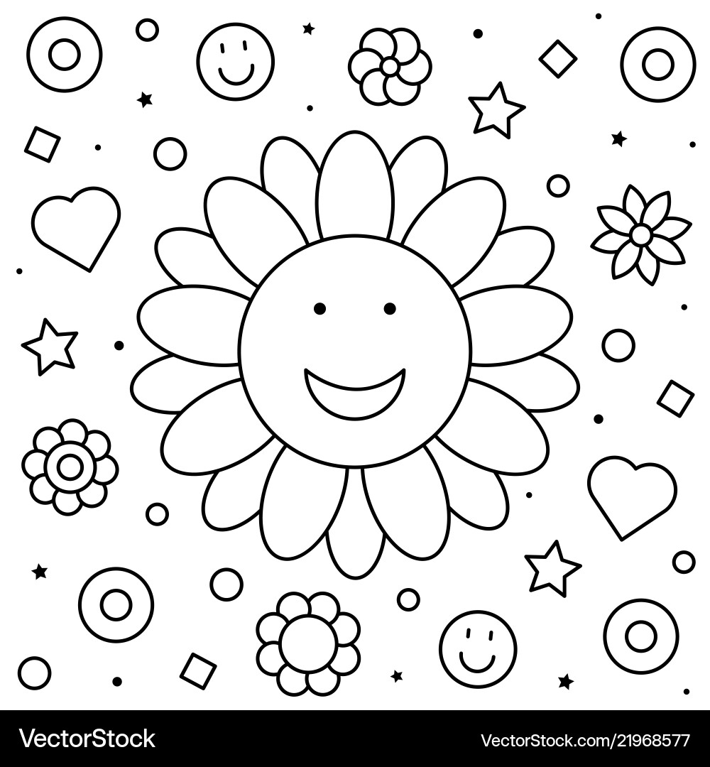 Floral Coloring Page Black And White Royalty Free Vector