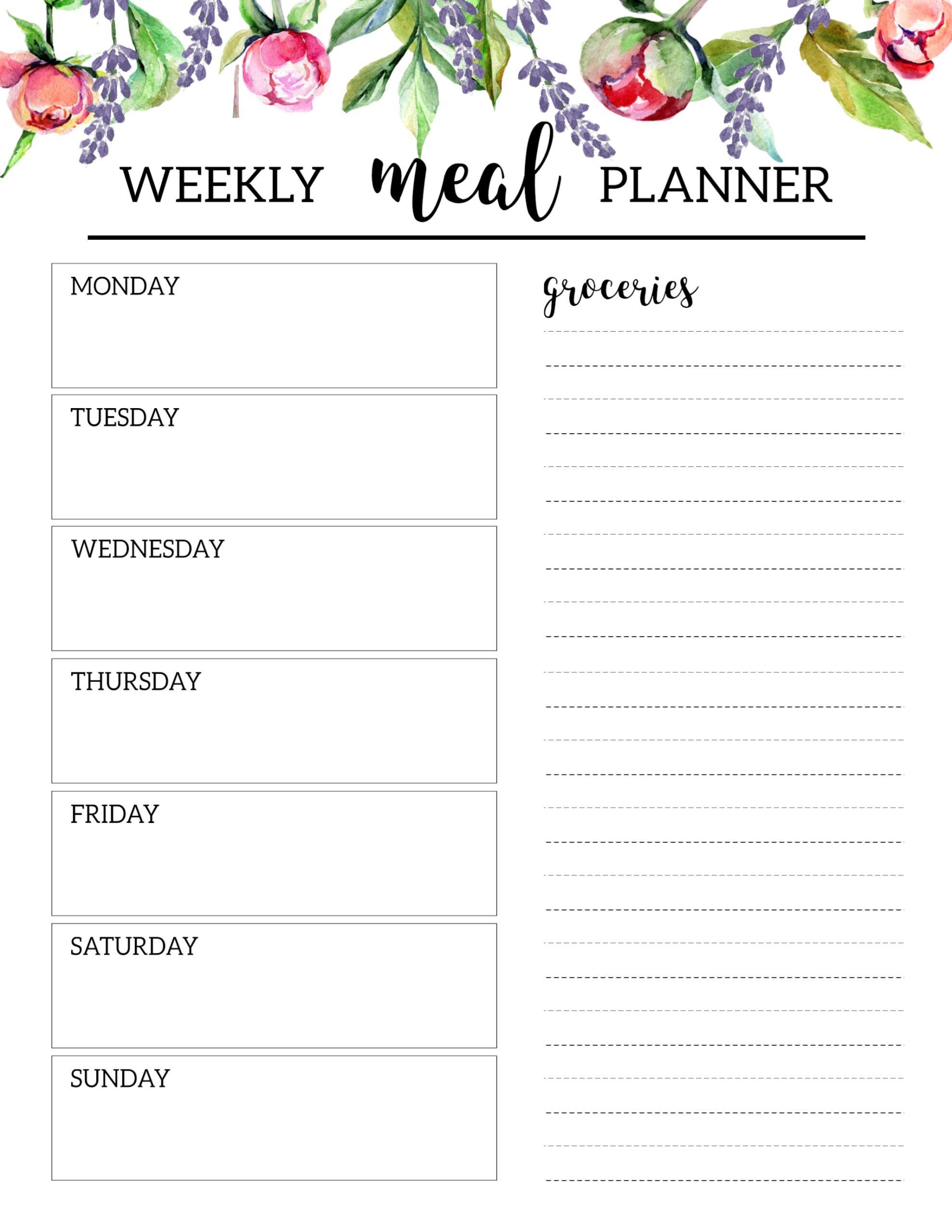 menu template printable free