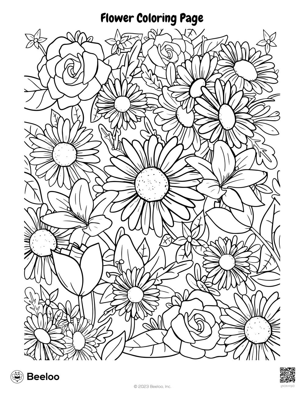 flower color pages printable