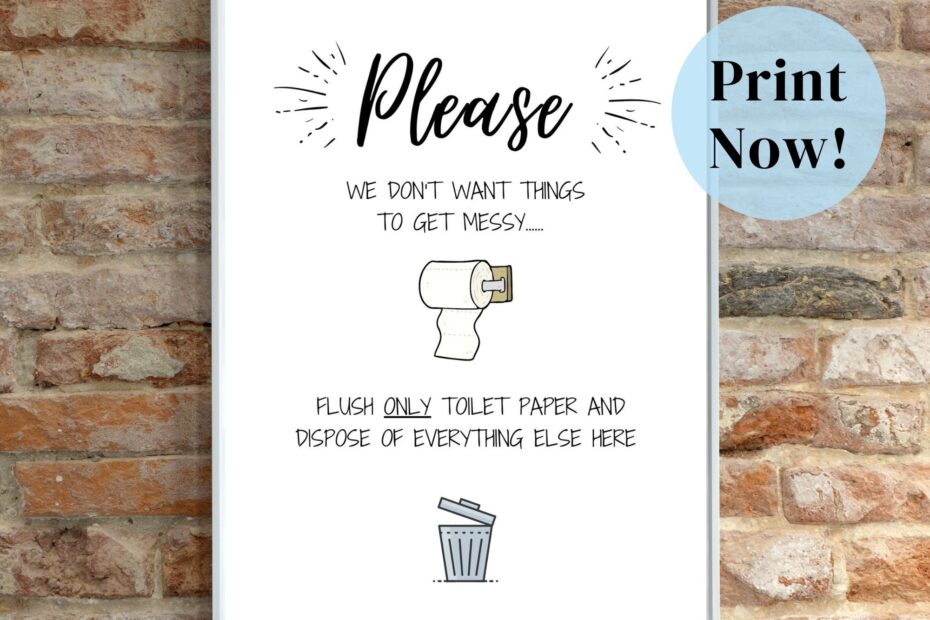 Flush Only Toilet Paper Sign Airbnb Toilet Sign Ready To Print At Home Printable Bathroom Sign Airbnb Host Help Entrepeneur Holiday Gift Etsy UK