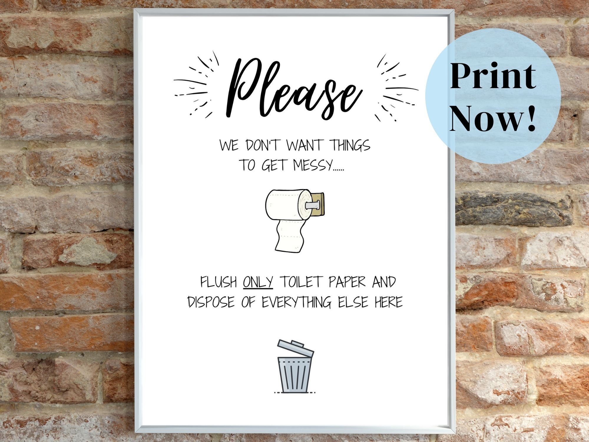 Flush Only Toilet Paper Sign Airbnb Toilet Sign Ready To Print At Home Printable Bathroom Sign Airbnb Host Help Entrepeneur Holiday Gift Etsy UK