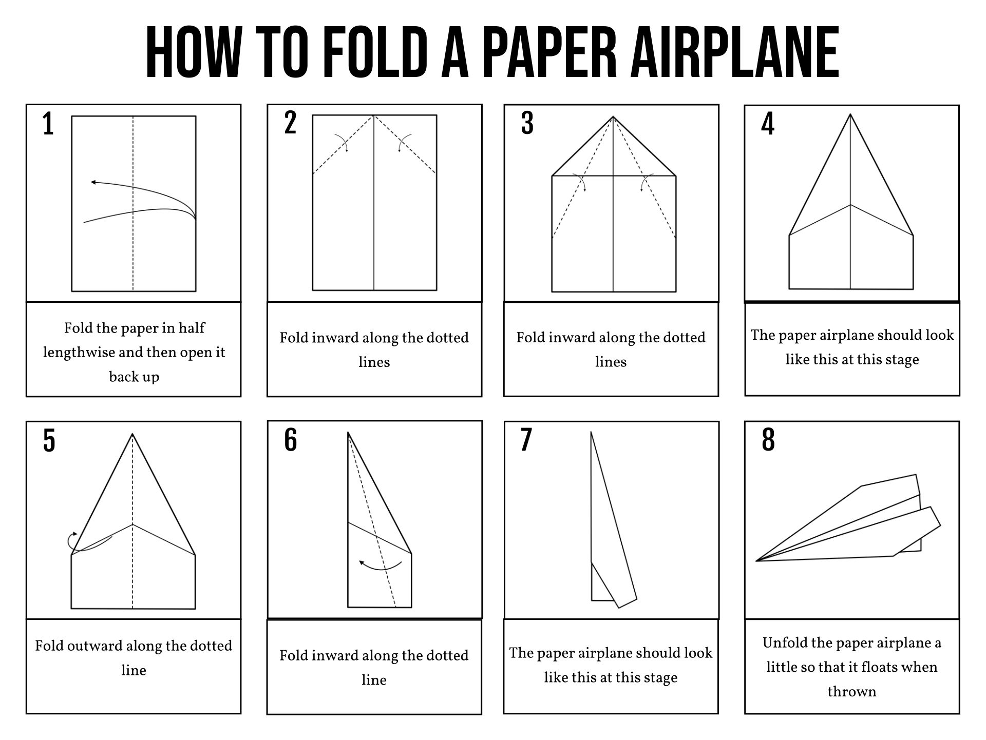Fold N Fly Paper Airplane Folding Instructions Worksheets Library