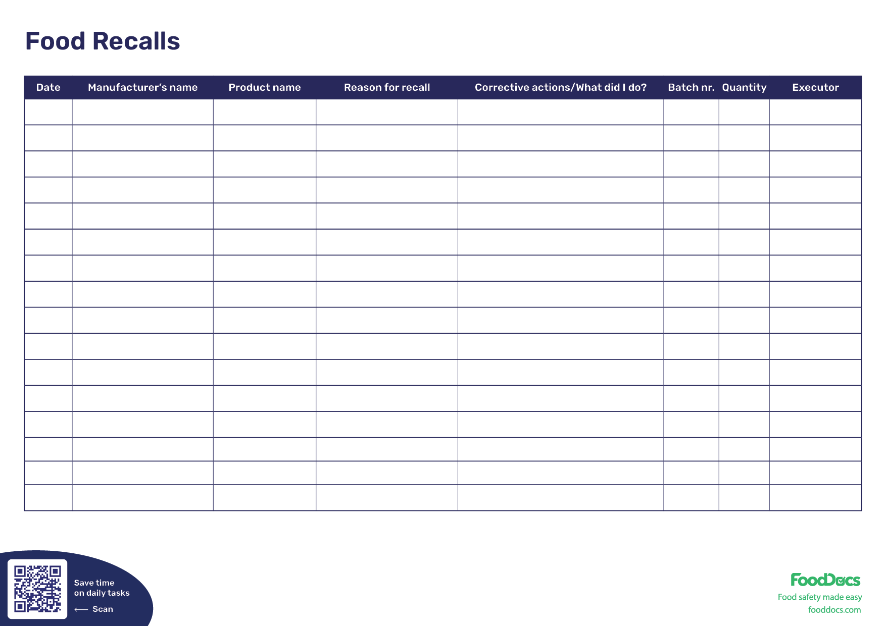 product recall plan template