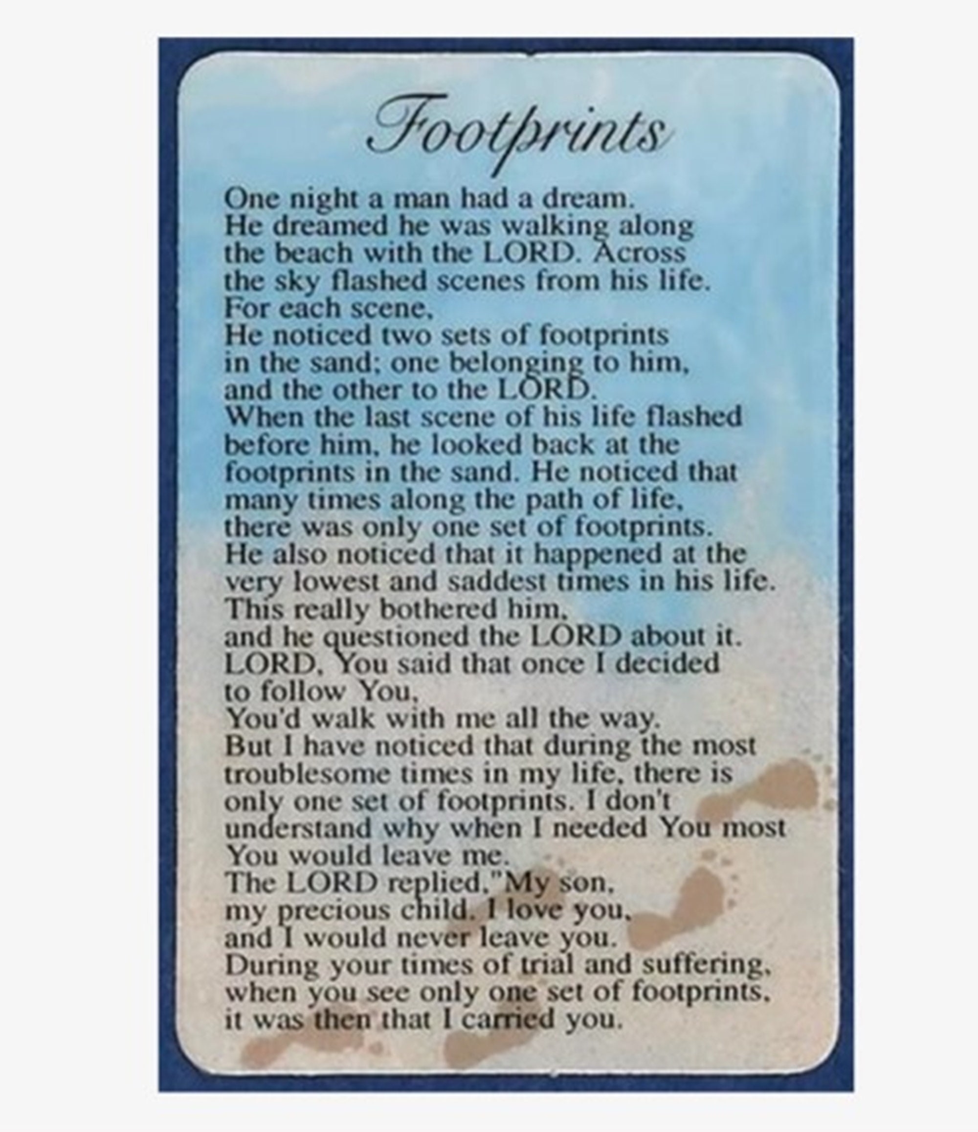 footprints in the sand poem printable