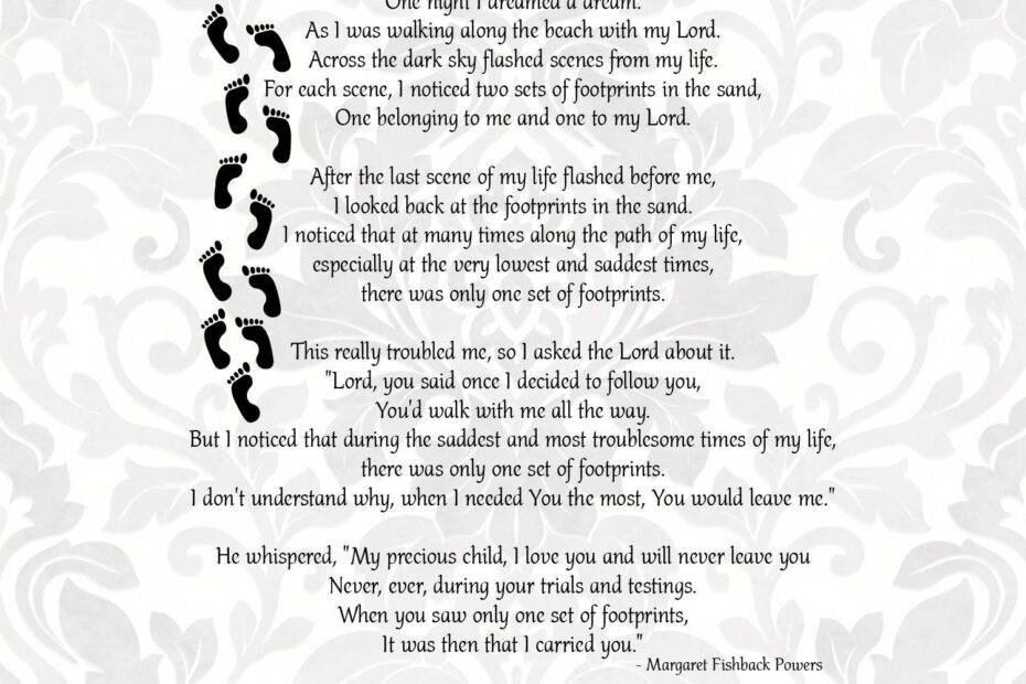 Footprints In The Sand Poem SVG PDF PNG Digital File Vector Graphic