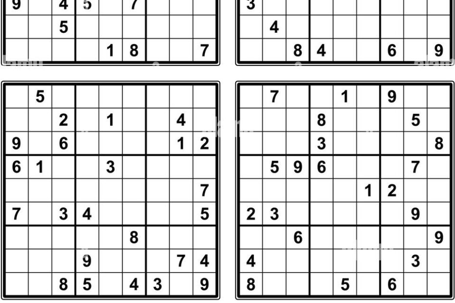 Four Sudoku Puzzles Of Comfortable easy Yet Not Very Easy Level