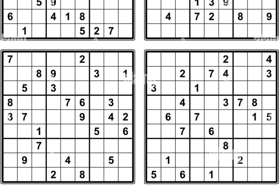 Four Sudoku Puzzles Of Comfortable easy Yet Not Very Easy Level