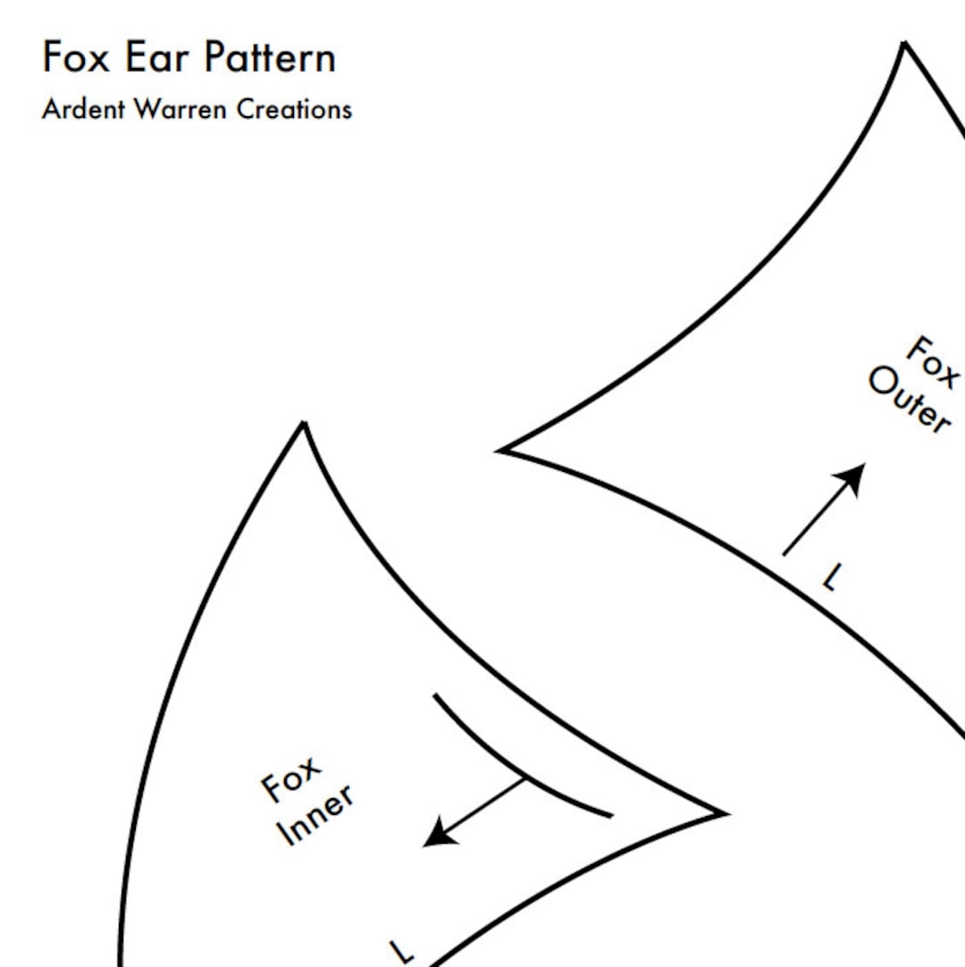 Fox Ears Digital Printable Pattern DIY Faux Fur Costume Ears Etsy
