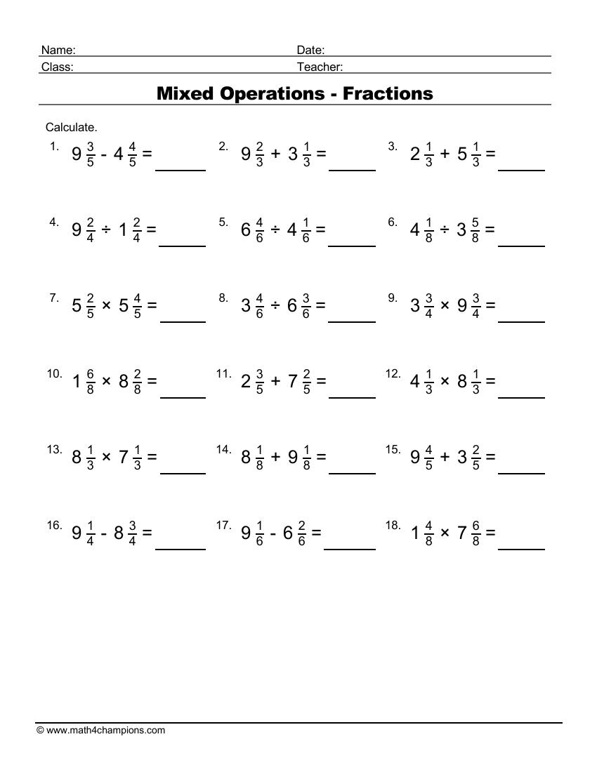 Fraction Worksheets Pdf Downloads Math Champions Worksheets Library