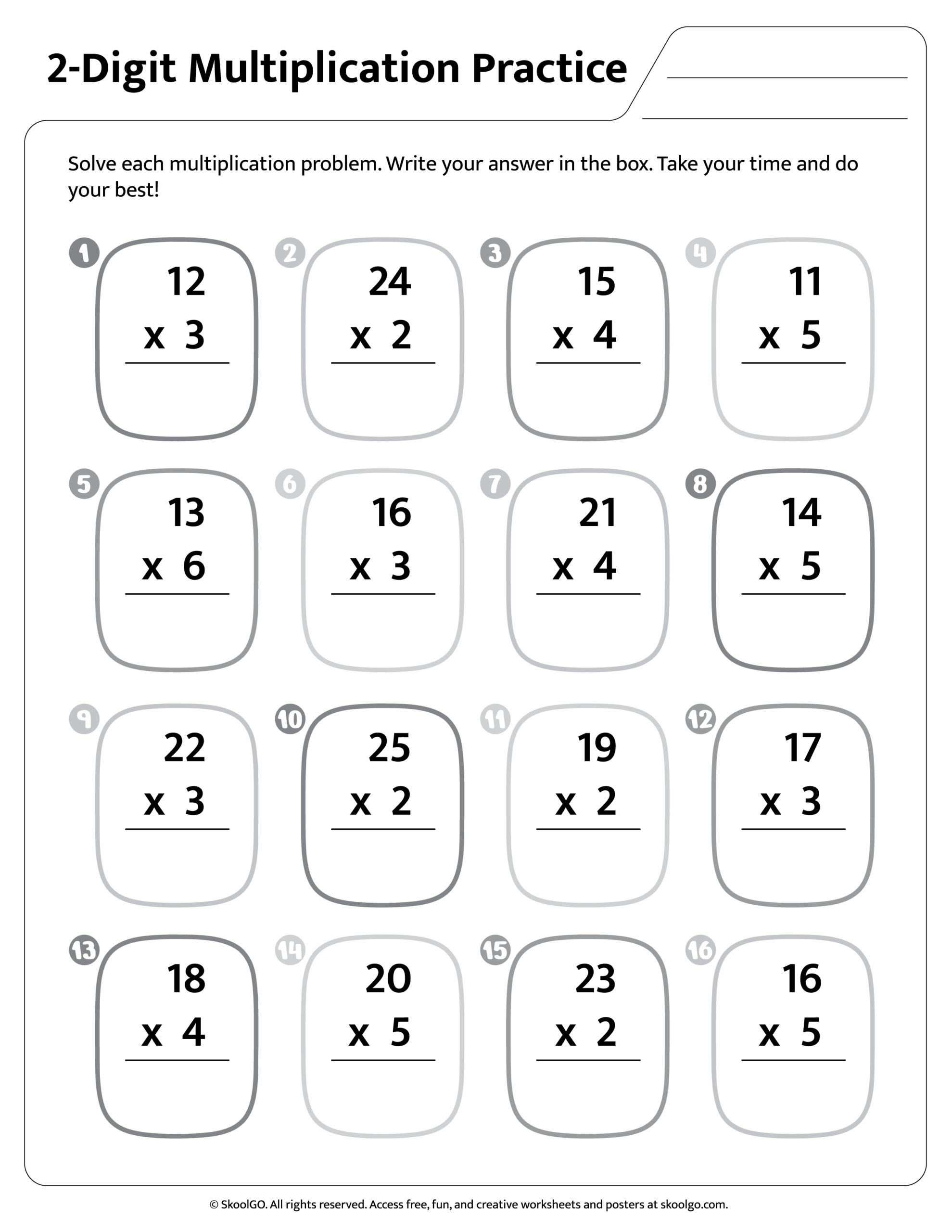 easy multiplication worksheets