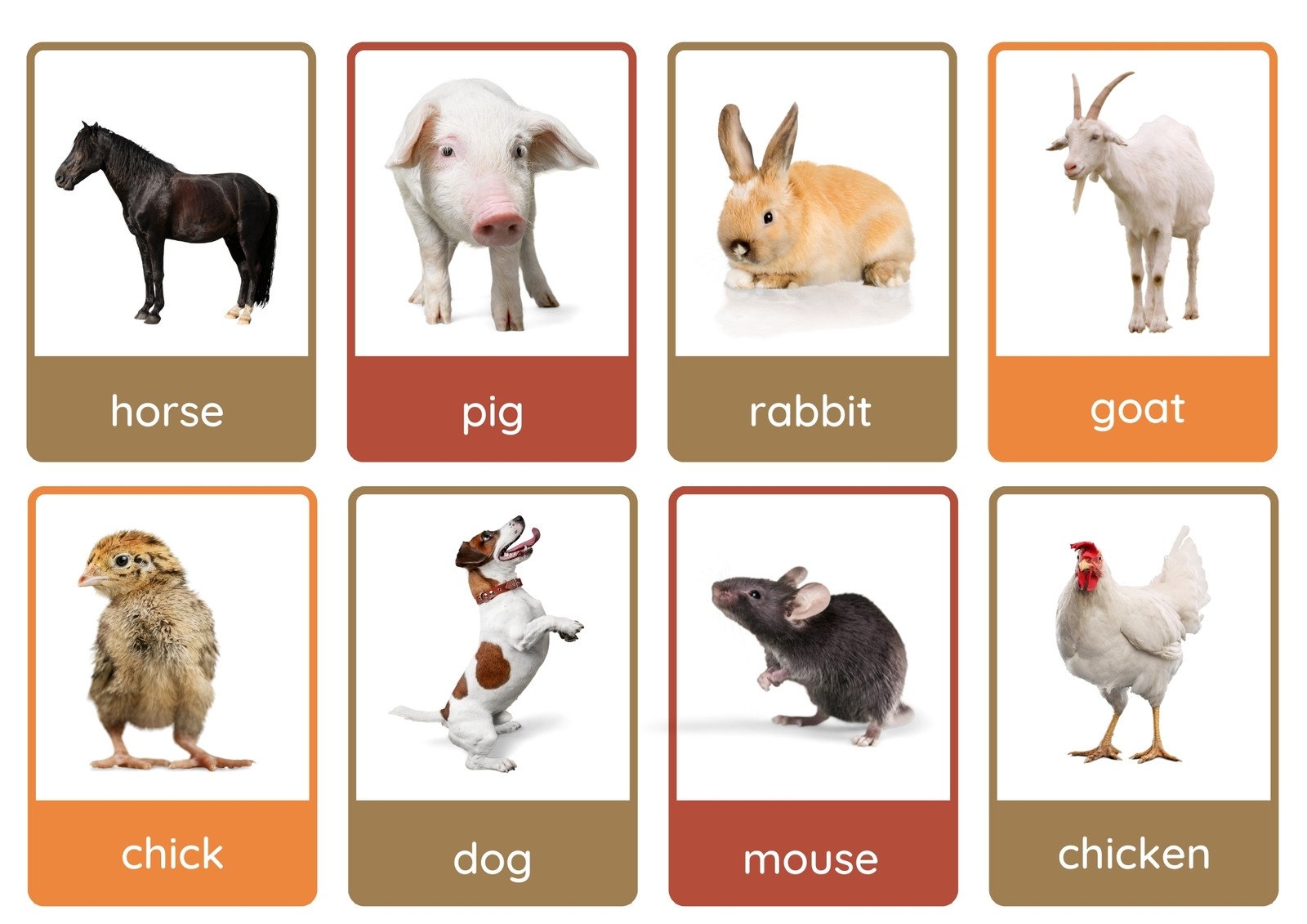 farm animal flash cards printable