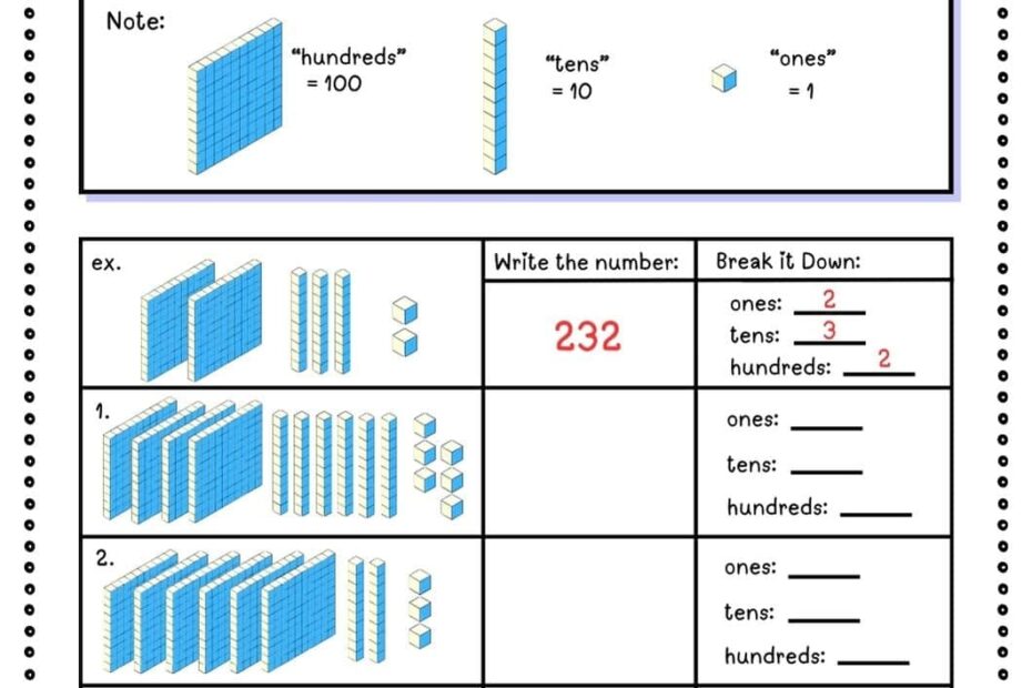 Free Base Ten Blocks Worksheets Teach Prints