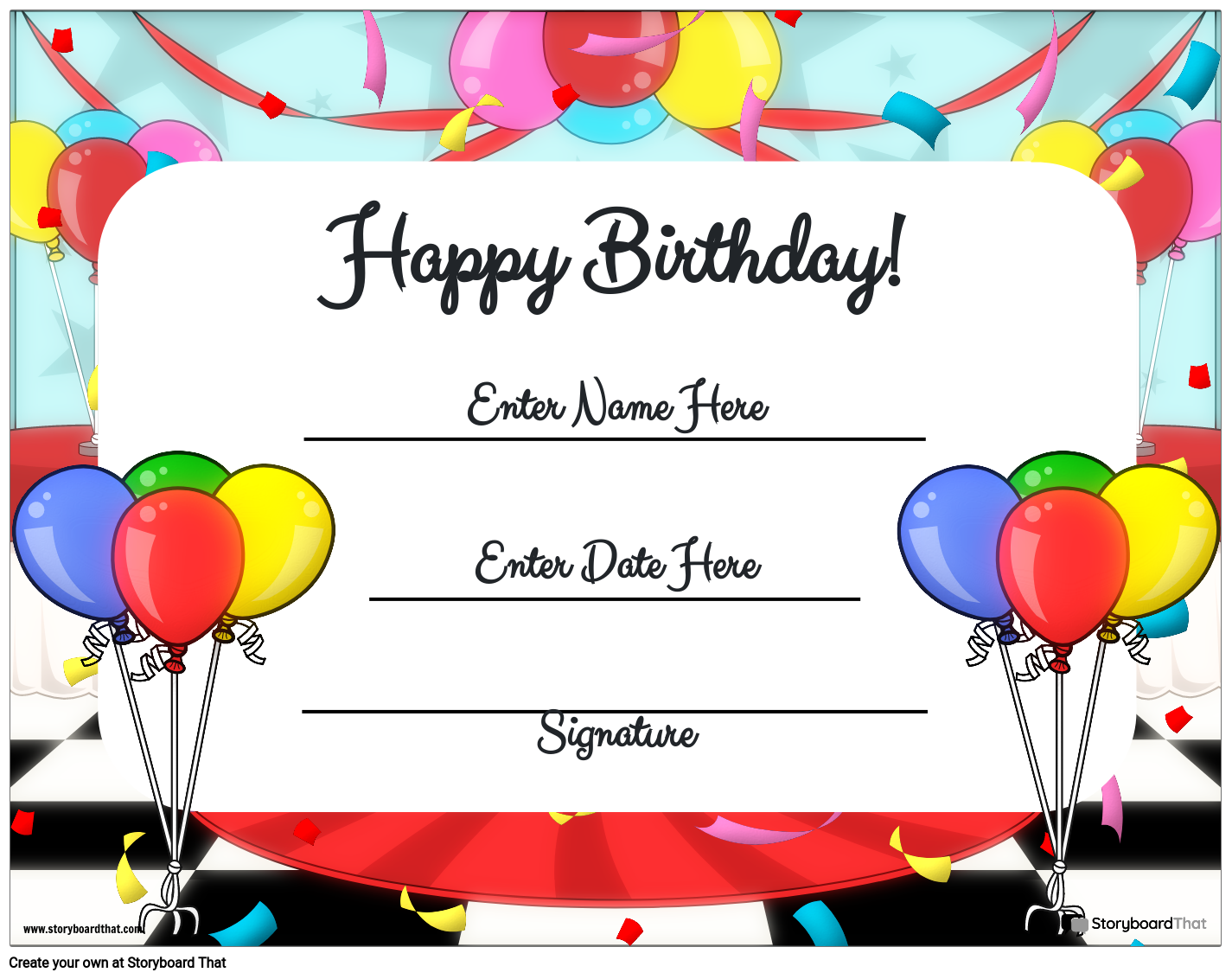 Free Birthday Certificate Templates Storyboard That