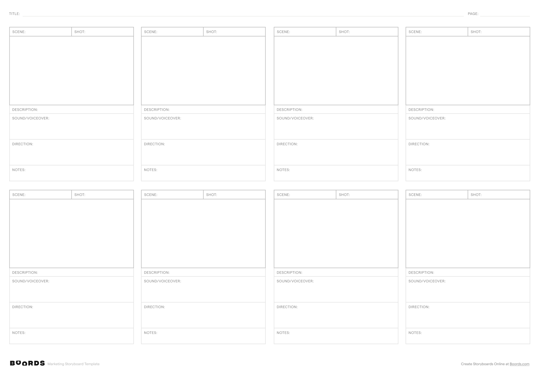 FREE Blank Storyboard Templates Instant Download Boords