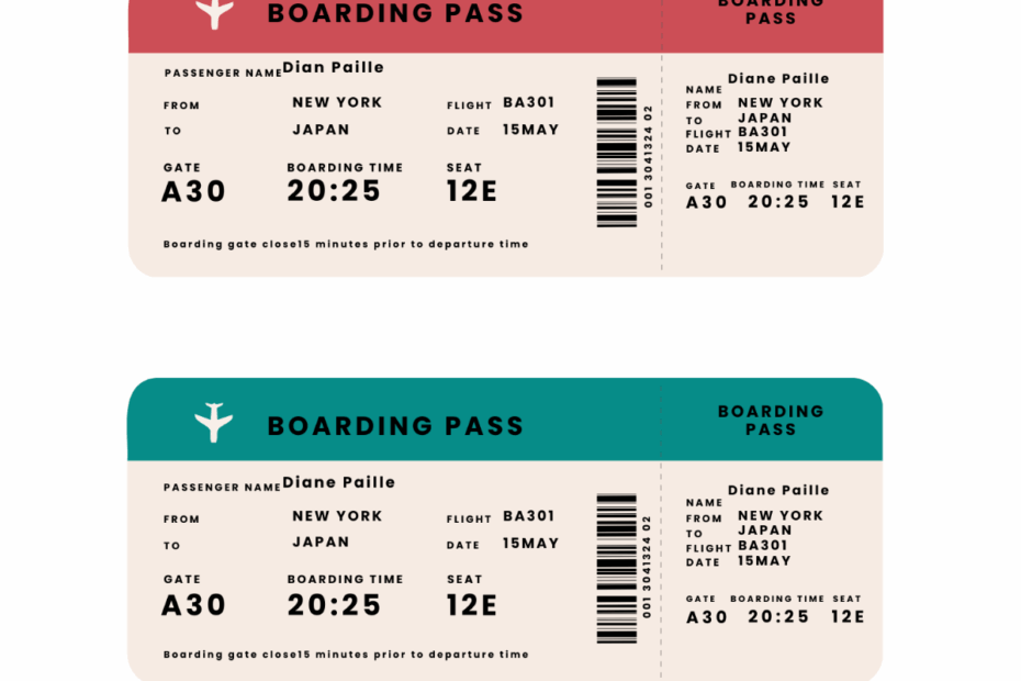 Free Boarding Pass Ticket Templates Editable And Printable