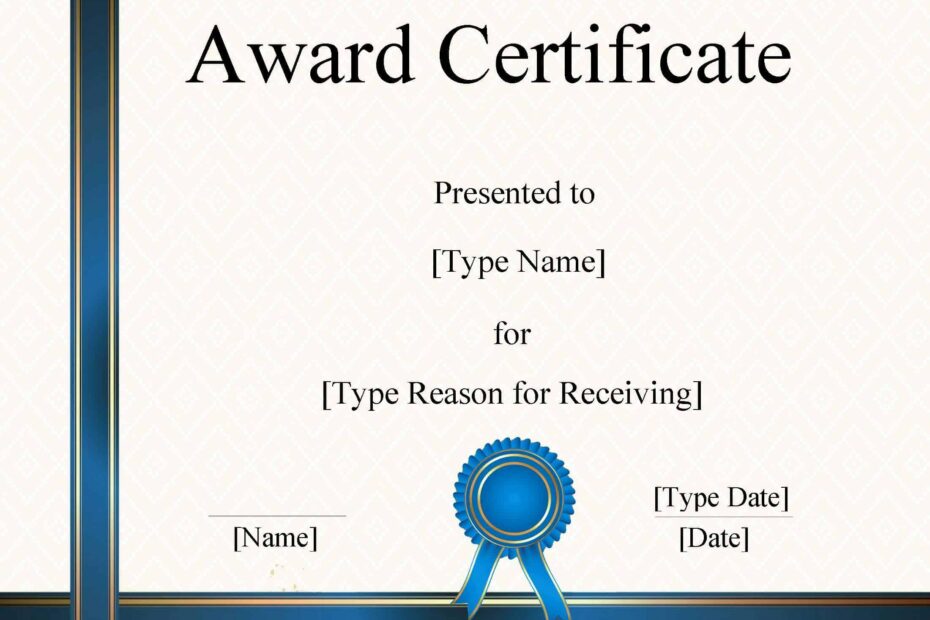 FREE Certificate Template Word Instant Download