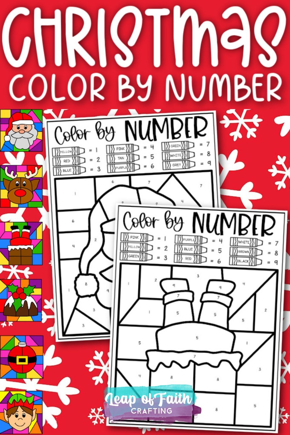 color by number printable christmas