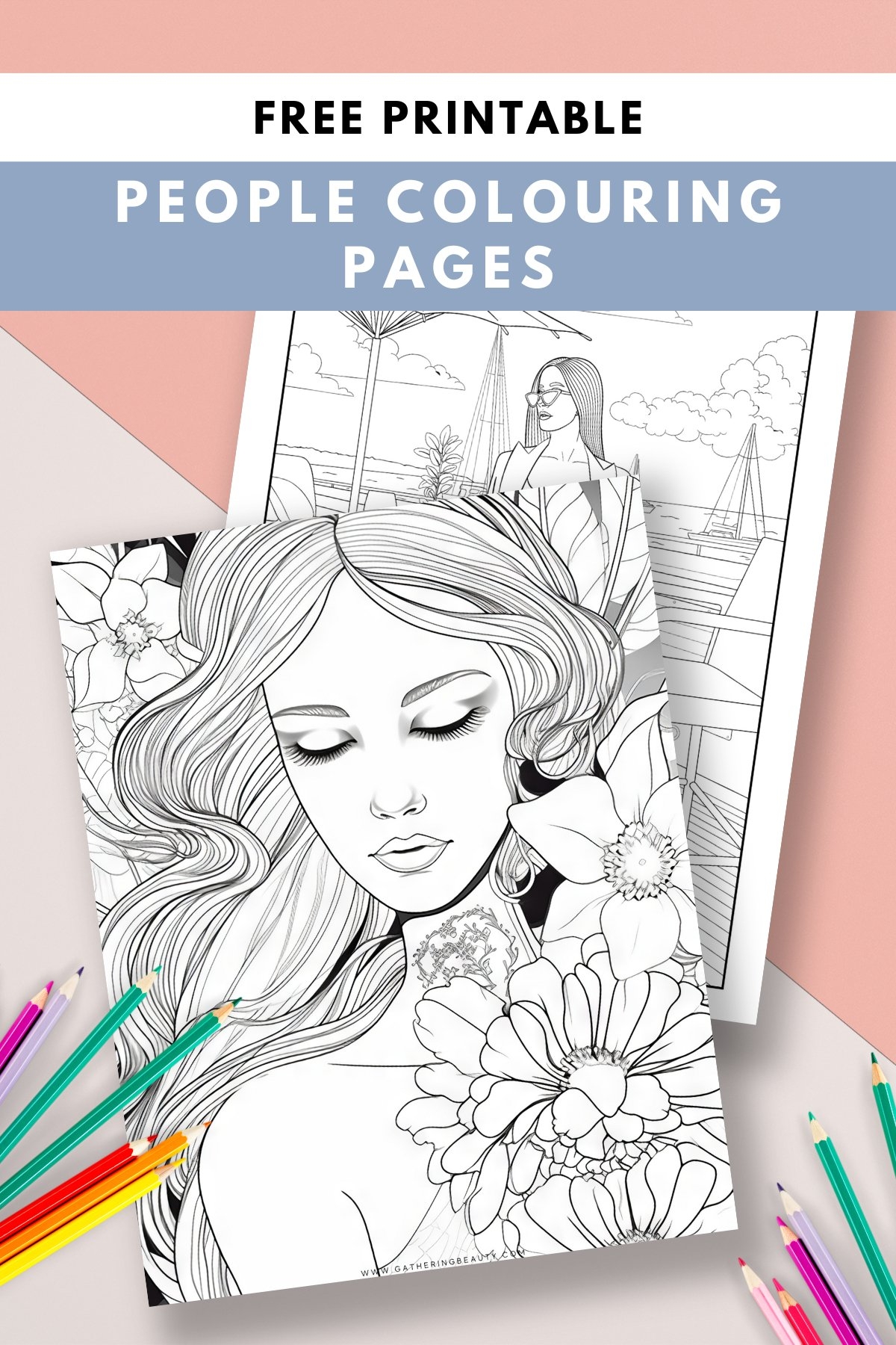 Free Colouring Pages Of People For Adults Gathering Beauty