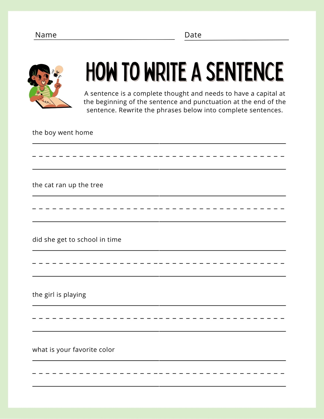 Free Custom 1st Grade Writing Worksheet Templates Canva