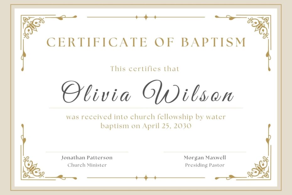 Free Custom Printable Baptismal Certificate Templates Canva