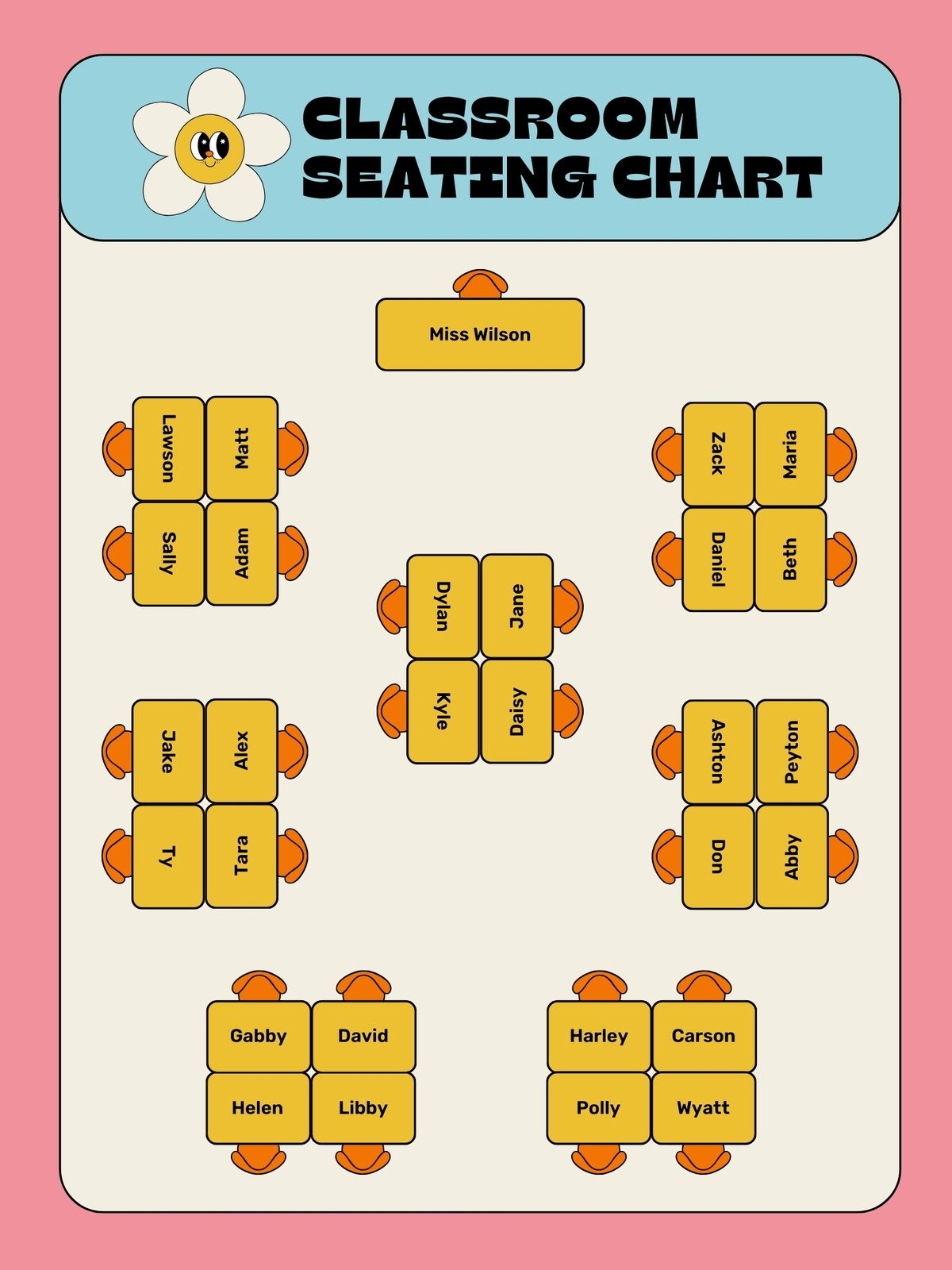 Free Custom Printable Seating Chart Templates Canva