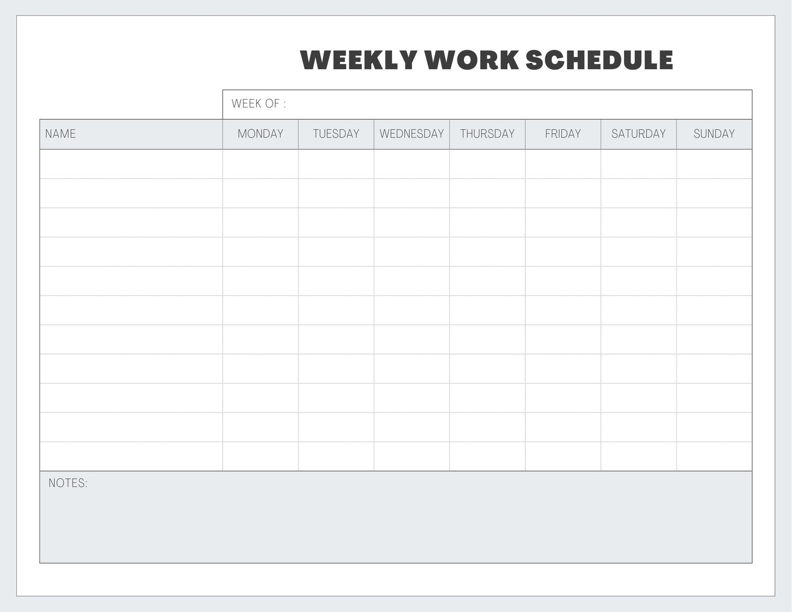 staff shift schedule template