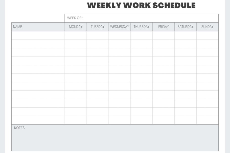 Free Custom Printable Work Schedule Planner Templates Canva