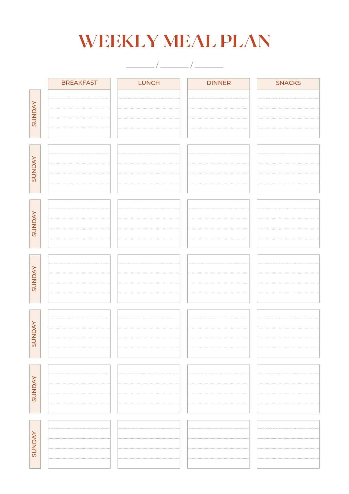 meal prep worksheet