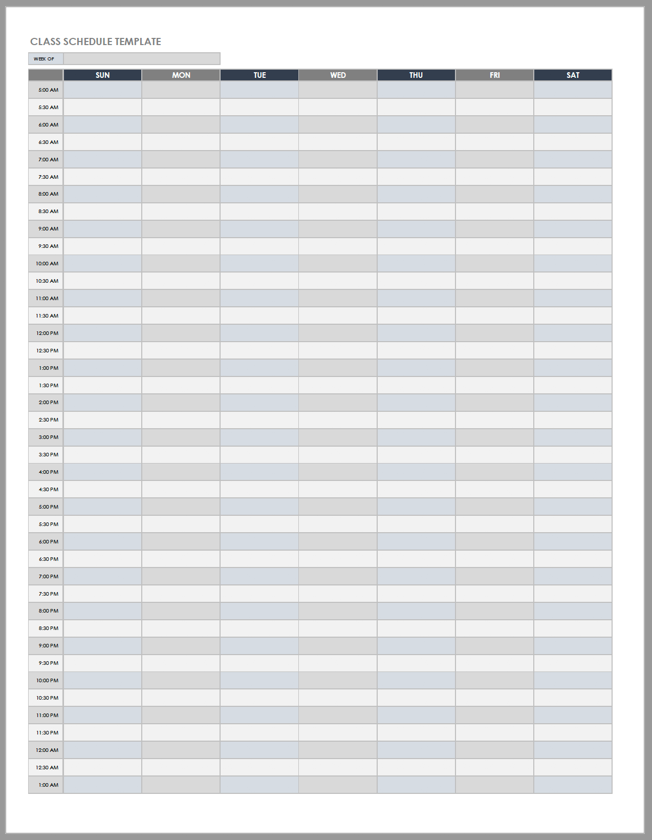 daily schedule template word