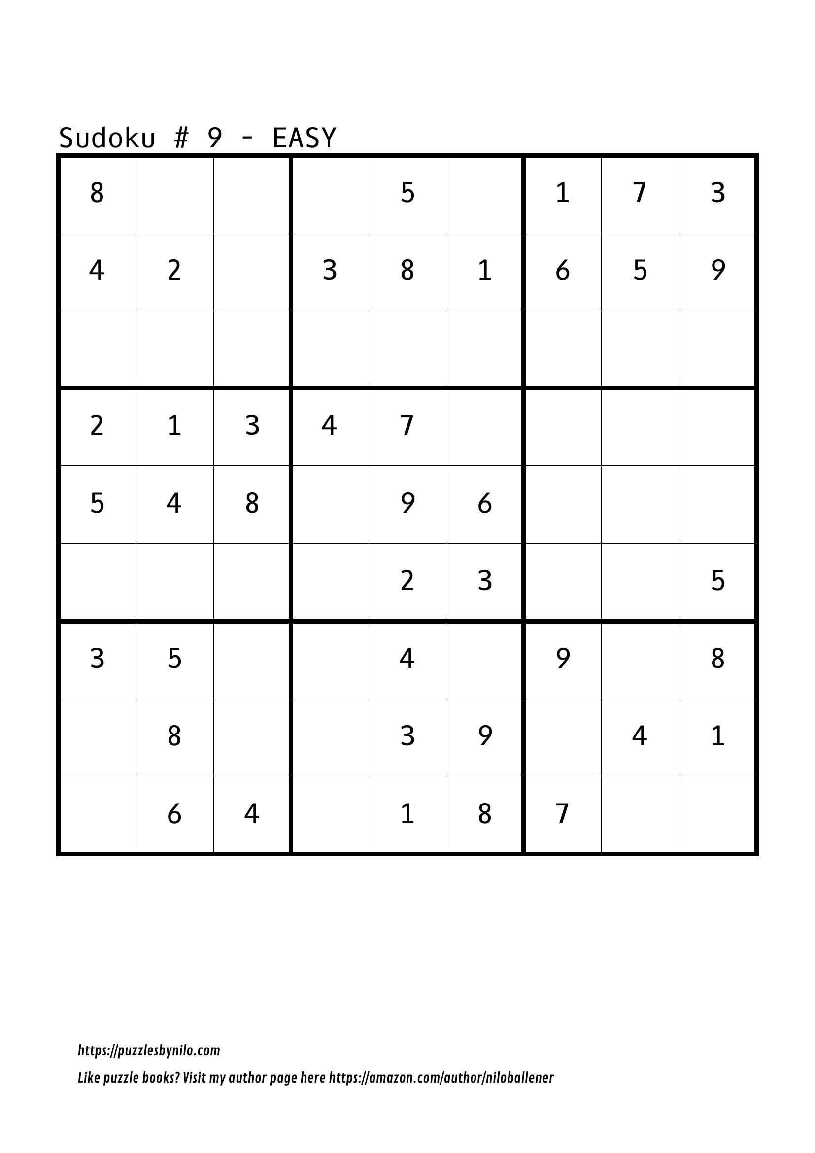 easy printable sudoku puzzles
