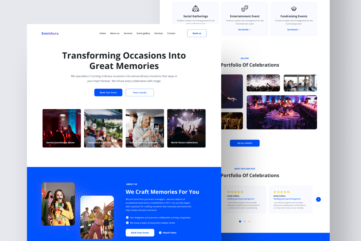 event organisers website template