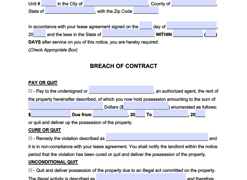 Free Eviction Notice Templates PDF Word
