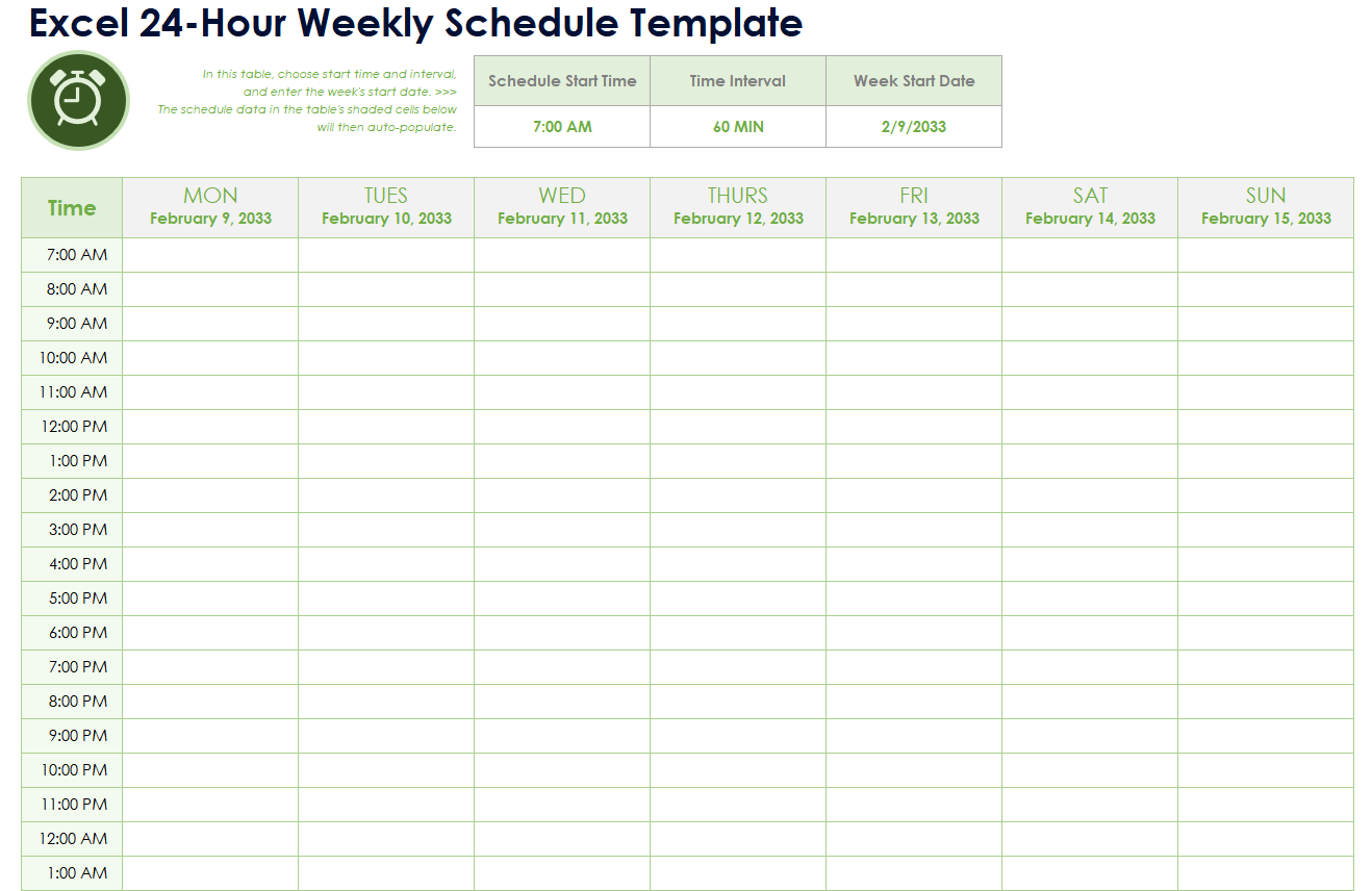 Free Excel Hourly Schedule Templates Editable U0026 Printable