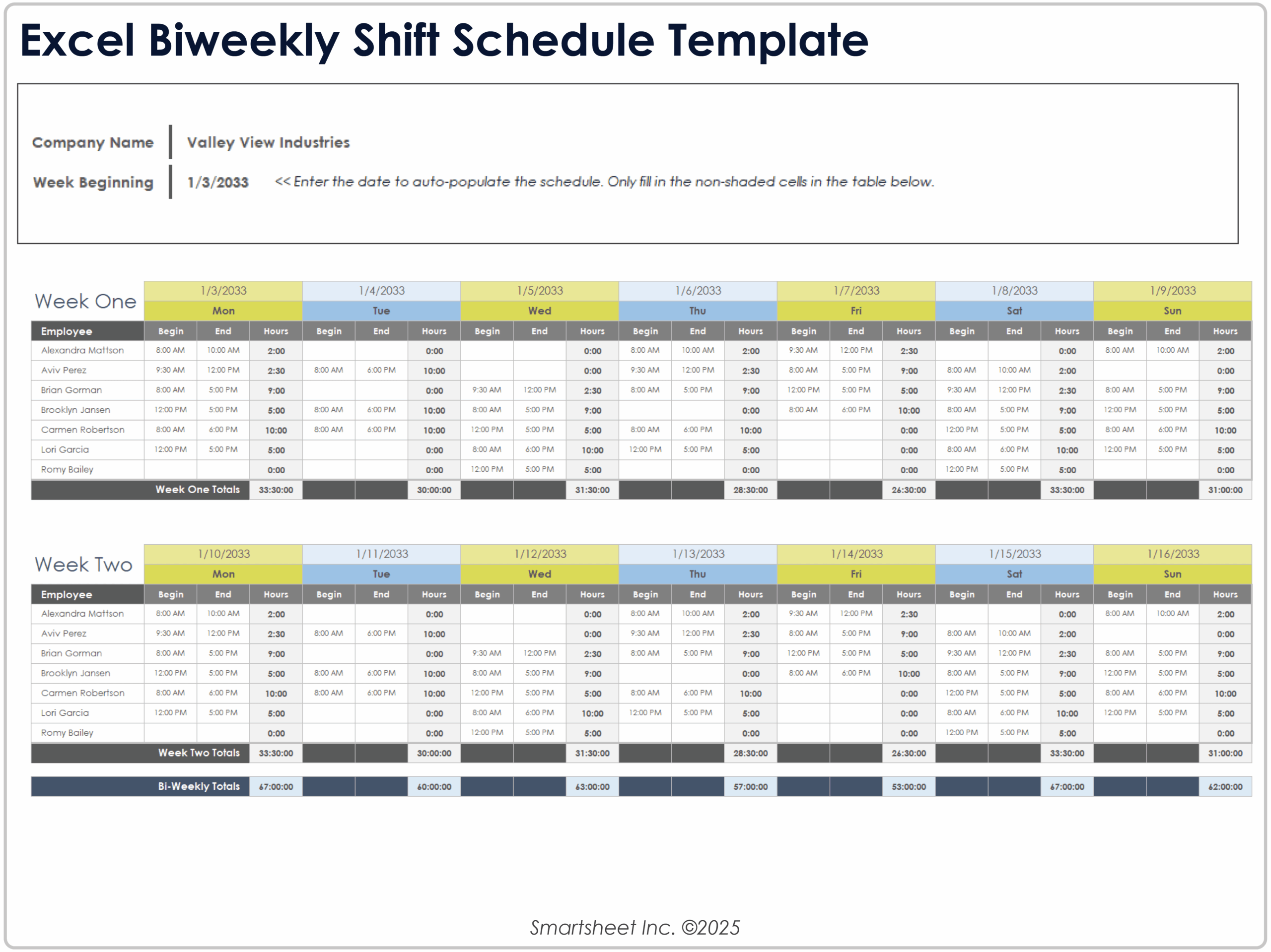 excel template schedule