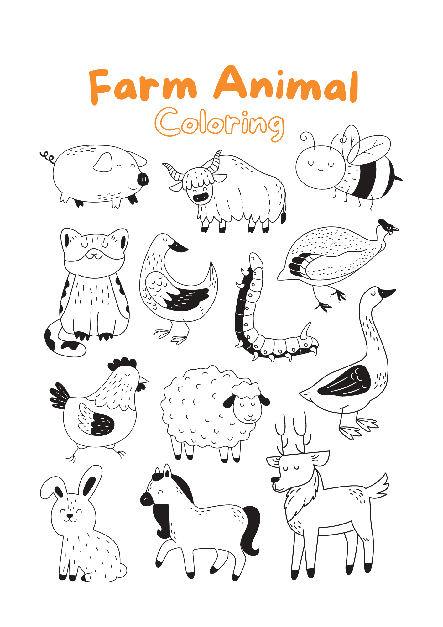printable coloring pictures of farm animals
