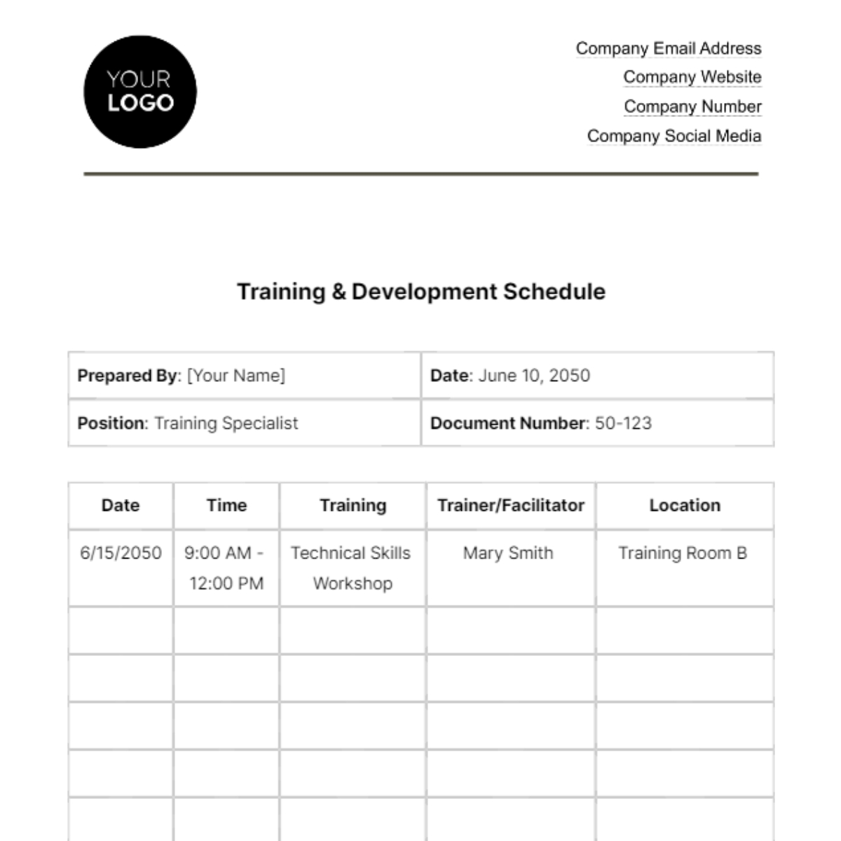 Free Fire Department Training Schedule Template To Edit Online