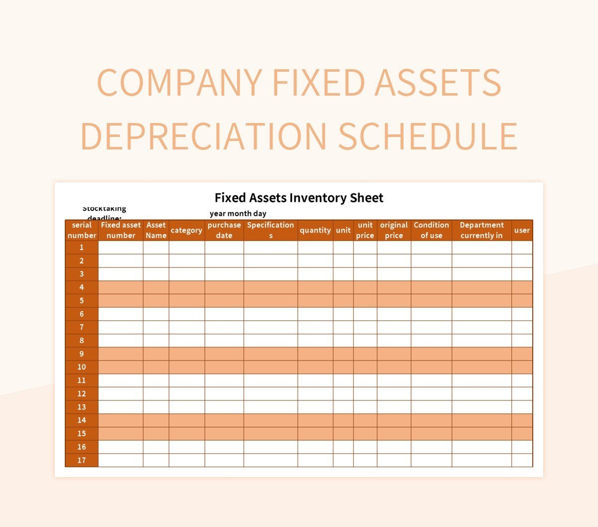depreciation schedule excel template