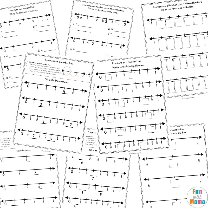 fractions on number line worksheets