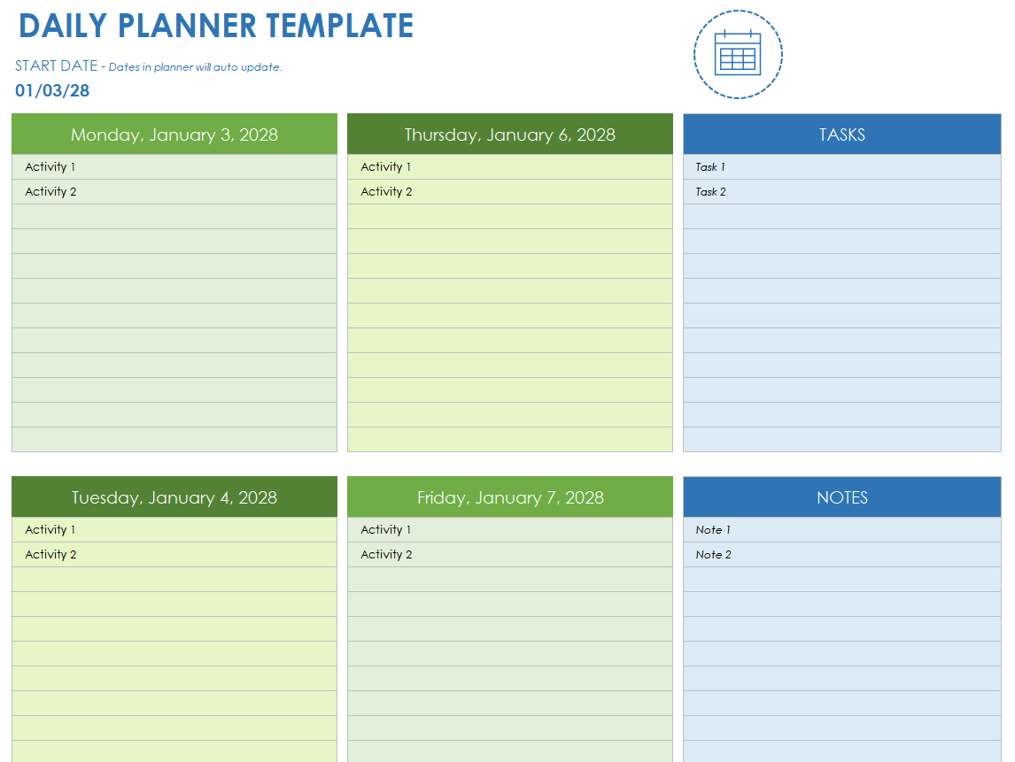 Free Google Sheets Daily Schedule Templates U0026 Planners Smartsheet