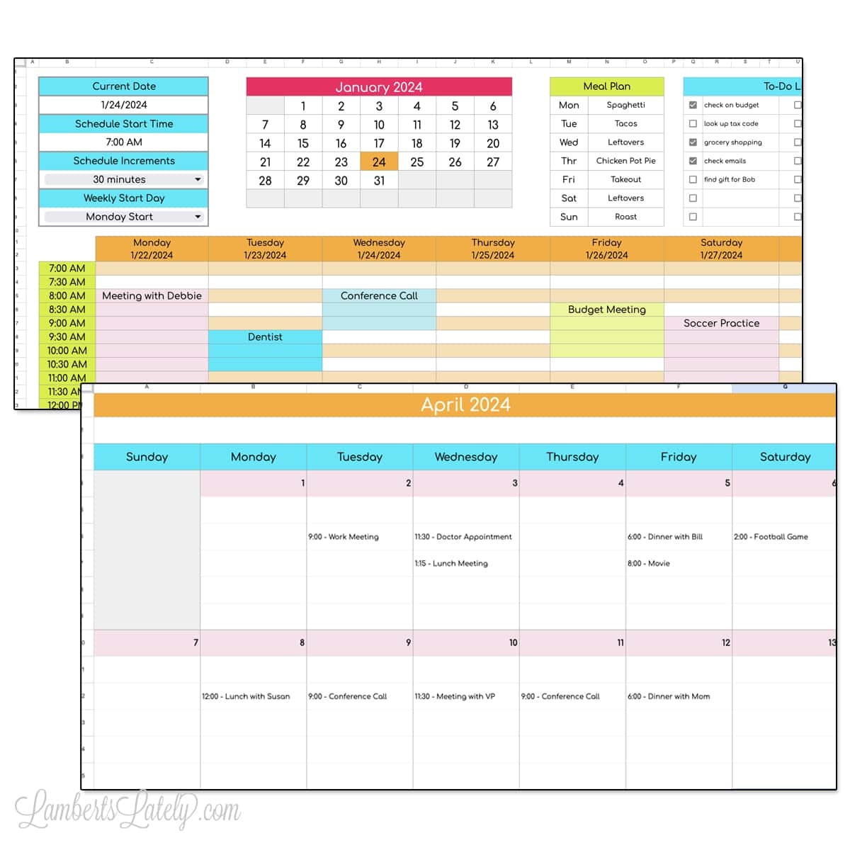 sheets schedule template