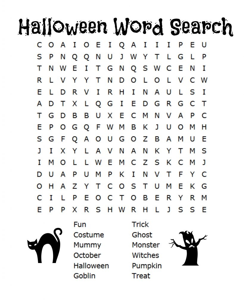 free printable halloween word search
