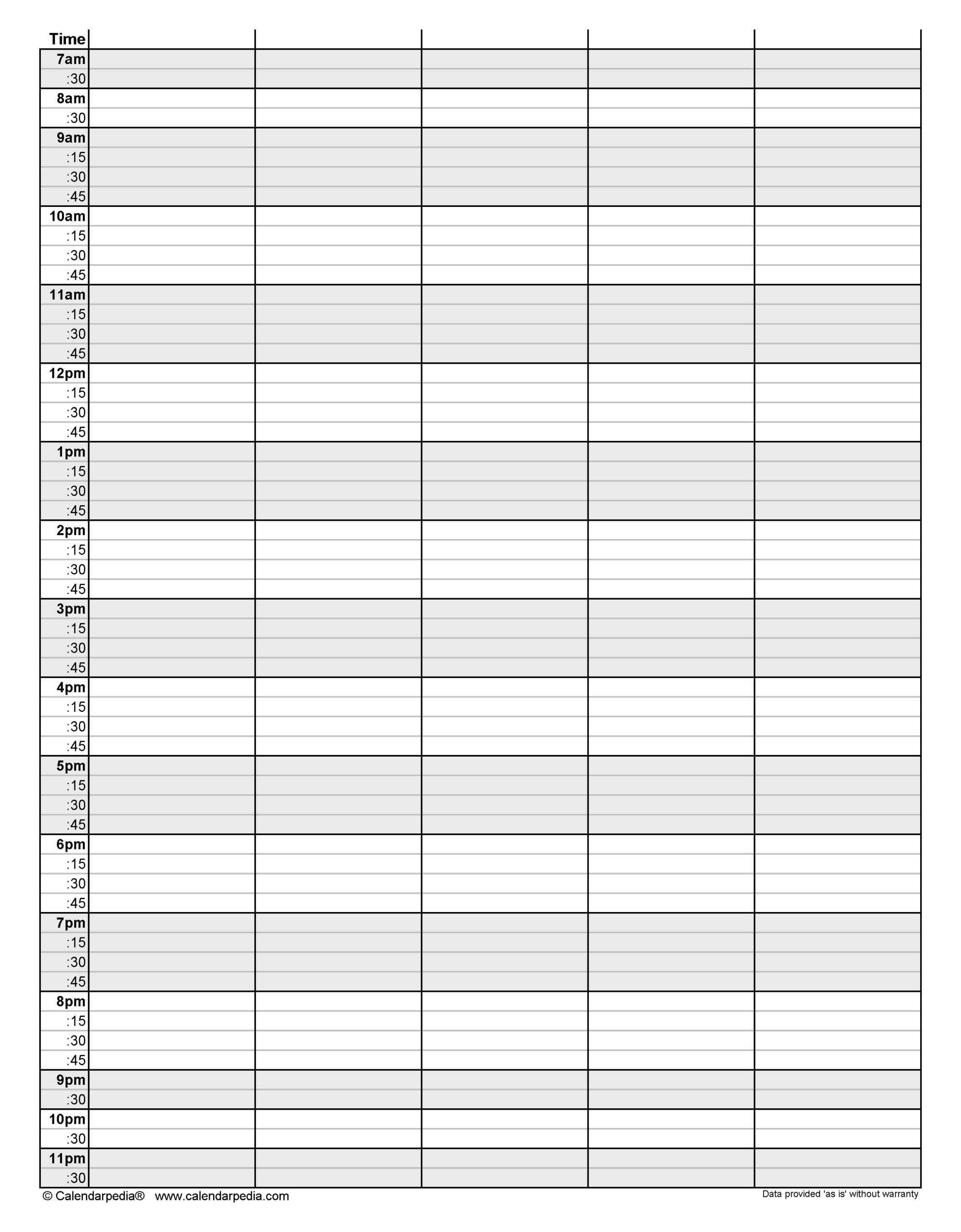 30 minute schedule template